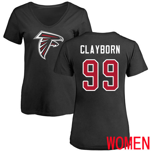 Atlanta Falcons Black Women Adrian Clayborn Name And Number Logo NFL Football #99 T Shirt